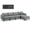 thumbnail image 1 of Costway Canapé Sectionnel Modulaire en L avec Méridienne Réversible et 2 Ports USB Gris Foncé, 1 of 10