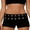 Black, variant on LMLYSoH Women Trendy Foldover Shorts Metal Circle Decor Micro Shorts Slim Fit Summer Shorts