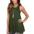thumbnail image 5 of Womens Sleeveless Active Tank Tops O Neck Ruffle Loose Tunic Blouse Long Solid Color Shirt Green,XXL, 5 of 6