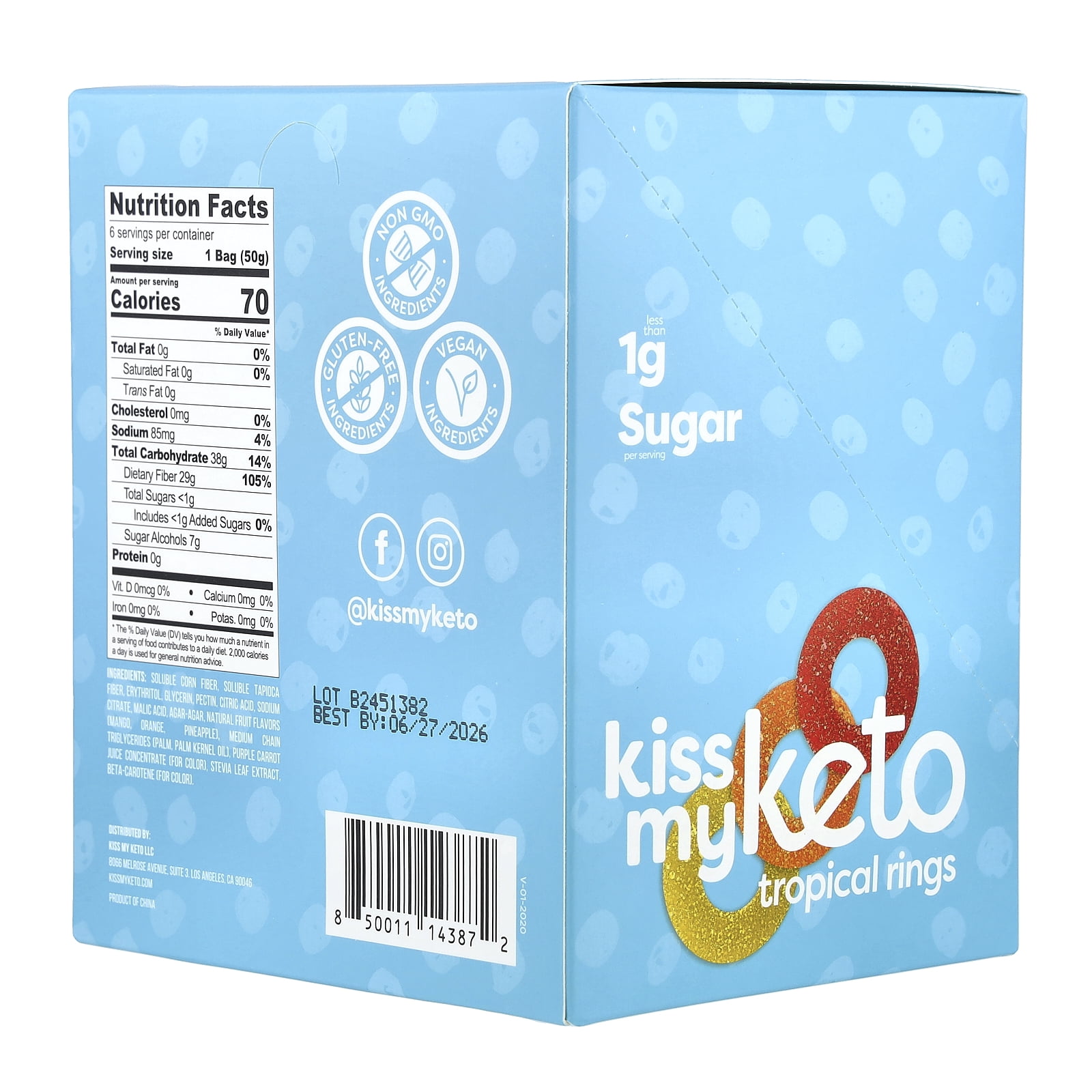 Kiss My Keto Gummies Candy – Low Carb Candy Gummy Rings, Keto Snack Pack – Healthy Candy Gummys – Vegan Candy, Keto Gummy Candy – Keto Candy Gummies (6-pack)