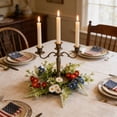 thumbnail image 6 of 4th of July Candle Rings, Artificial Flower Wreath Red Blue White Patriotic Candle Holder, Tables Centerpieces, Home Farmhouse Decor for Independence Day Memorial Day, 6 of 7