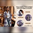 thumbnail image 6 of Perfectbot Women's Long Plaid Flannel Jacket, Two Way Zipper Lapel Collar with Pocket and Adjustable Cuffs, 6 of 7