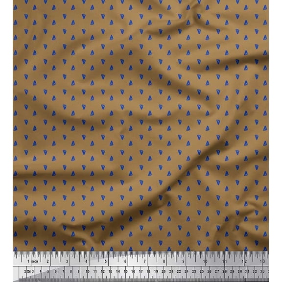 Soimoi Cotton Duck Fabric Triangular Greek Key Shirting Printed Fabric 1 Yard 42 Inch Wide