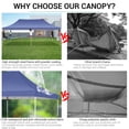 thumbnail image 4 of SANOPY 10' x 20' EZ Pop up Canopy Party Tent, Outdoor Event Instant Gazebo with 6 Removable Sidewalls for Camping Wedding Picnic, Deep Blue, 4 of 10