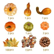 Inevnen Fall Thanksgiving Artificial Harvest Pumpkins, Pine Cones, Maple Leaves, Acorns for Home