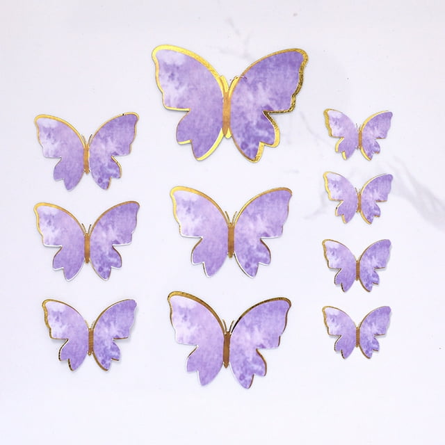 Adornos para tartas de mariposas, adorno para tarta de mariposa morado y rosa, adorno redondo de acrílico para tarta de feliz cumpleaños, para decoración de fiesta de baby shower de cumpleaños de