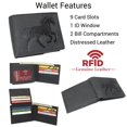 thumbnail image 2 of MARSHAL Equestrian Mens Cowhide Leather RFID Bifold Wallet with Running Horse Debossed Design Black, 2 of 9