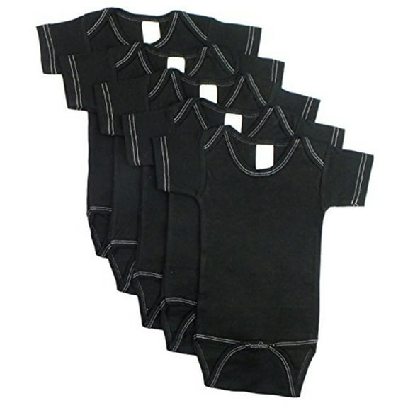 Bambini Black bodysuit with White Stitch (Pack of 5)
