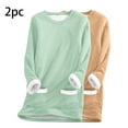 thumbnail image 2 of Feancey 2 Pack Pajamas for Women Sherpa Fleece lined Sweatshirts Winter Fuzzy Warm Crewneck Pullover Soft Cozy Loungewear Thermal Tops with Pockets Green XL, 2 of 4