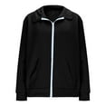 thumbnail image 4 of Htigea Womens Sweatshirt Coats Full Zip Up Hoodies Thin Fleece Long Sleeve Hooded Pullover Casual Loose Fit Tops with Pockets Black S, 4 of 9