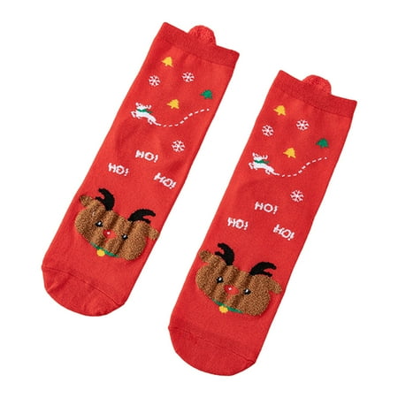 

Mieeyali Women Christmas Socks Knitting Cartoon 3D Ear Middle Tube Socks Female Gift Knitting Wear
