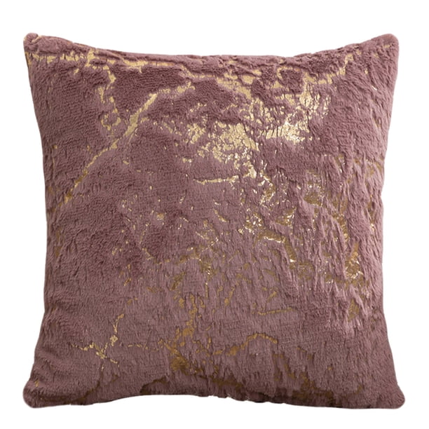 Funda de almohada de felpa para sala de estar, funda de almohada dorada de doble cara para sofá de dormitorio Vhermosa