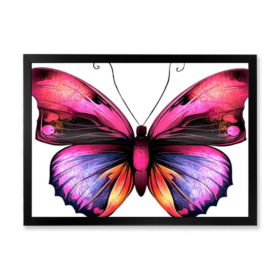Designart 'Portrait Of Bright Pink Butterfly' Modern Framed Art Print