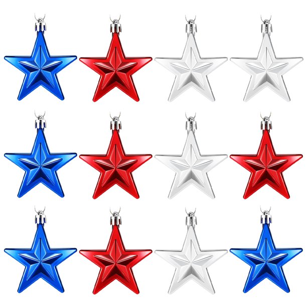 KAKOWELY 12 colgantes de estrella con temática estadounidense del Día de la Independencia, adorno de estrella para decoración del hogar