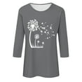 thumbnail image 4 of Plebaso Chemises à Manches 3/4 pour Femmes, Col Rond Décontracté, Hauts Imprimés, Coupe Ample, Blouses Printemps Été 2025 pour Femmes, 4 of 4