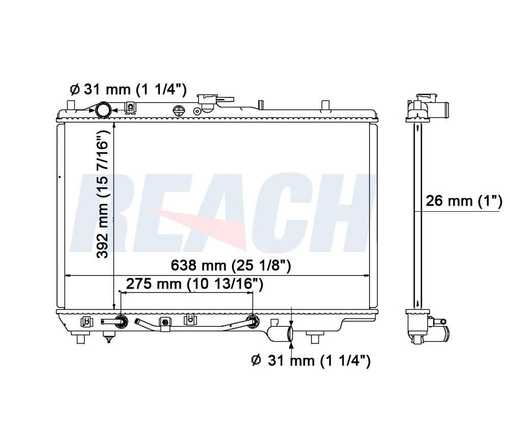 REACH Radiator 41-1135 for Mazda: 323 1990-1995; Protege 1990-1994