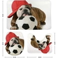 thumbnail image 2 of 3 Piece SKYSONIC Non-Slip Bathroom Rug Set Bulldog Resting On Soccer Ball Soft Contour Rug + Toilet Lid Cover + Bath Mat, 2 of 3