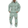 thumbnail image 3 of Men's Casual Christmas Printed Long-sleeved Hooded Sweatshirt and Sweatpants Two-piece Set, Fleece-Lined for Holiday Gifts Winter Sports and Festive Events,Mint Green,M, 3 of 6
