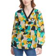 thumbnail image 1 of Calvin Klein - Blusa abstracta para mujer, multicolor, extragrande, 1 of 1