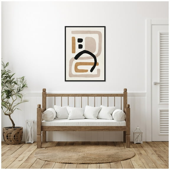 Kate and Laurel Neutral Abstract 2 Minimal Modern Art Framed Canvas Wall Art by July Art Prints 28 x 38 Sylvie Black, Modern, Abstract Art for Wall Decor, Living Room, Bedroom