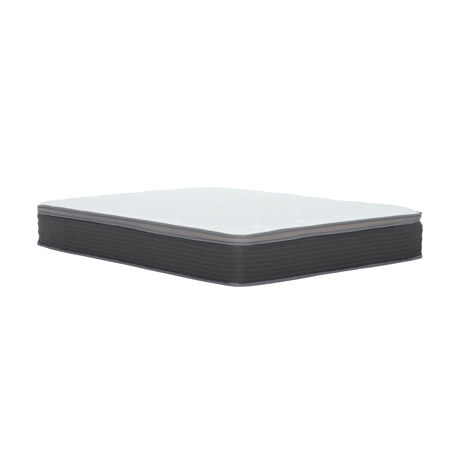 Miekor Furniture 12 in. King Size Pocket Spring Hybrid Mattress Bed in a Box, Plush Euro Top Gel Memory Foam Mattress, White/Gray 90662