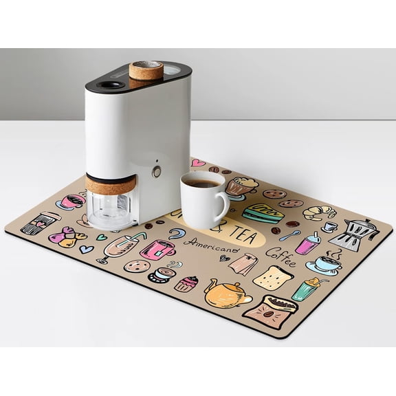 Fun Coffee Machine Mat-Espresso Tray for Coffee Bar Under Coffee Pot Mat, coffee maker mat for Countertop