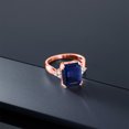 thumbnail image 5 of Gem Stone King 5.60 Ct Octagon Blue Sapphire 18K Rose Gold Plated Silver Ring, 5 of 5