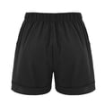 thumbnail image 4 of Women's Cotton High Waist Casual Shorts - Loose Straight Leg Fashion Sports Pants, 90% Cotton/10% Polyester, Leisure/Beach, 4 of 4