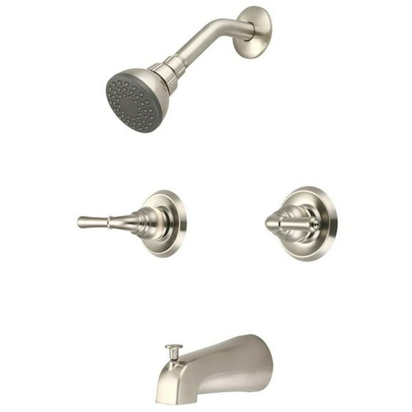 Elite P-1230-BN Two Handle Tub & Shower Set - Brushed Nickel