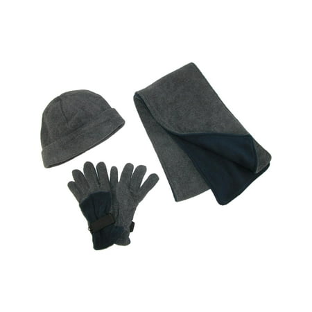 Men's Fleece Hat Gloves and Scarf Winter Set, , Size: one size Grey /