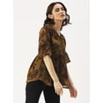 thumbnail image 4 of DressBerry Women’s Printed Rayon Crepe Top V Neck Elbow Sleeves Buttoned Front Waist Length Regular Wear Light Weighted Casual Summer Top, 4 of 7