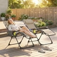thumbnail image 2 of Outsunny Ensemble de 2 Chaises à Gravité Zéro avec Porte-Gobelet, Appuie-Tête, Brun Pâle, 2 of 10