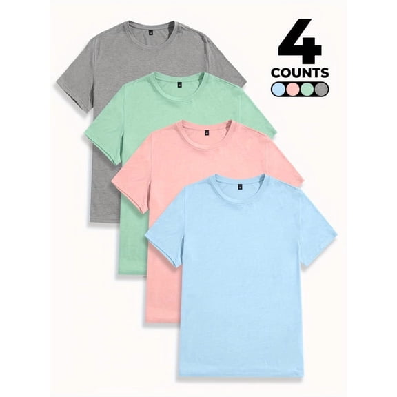 Whichone 4-Pack Men's Short Sleeve T-Shirts -Soft, Breathable Crewneck Tees for Casual, Sports, or Daily Wear (Sizes S-XXL)