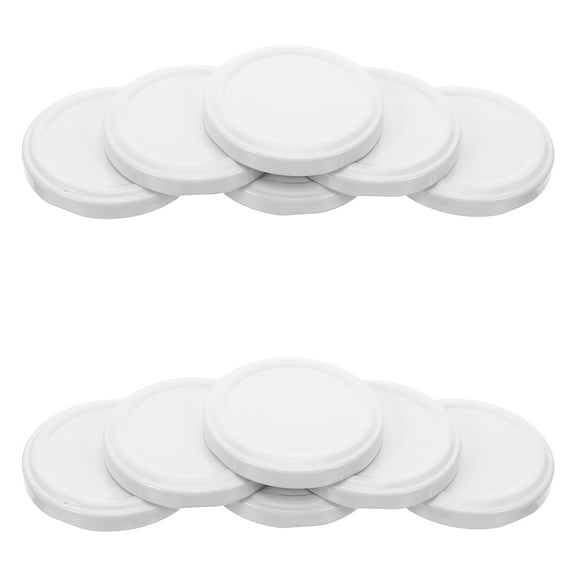 HEANUJJ White Tinplate Mason Jar Lids Regular Mouth Leakproof for Airtight Food Storage 50Pcs