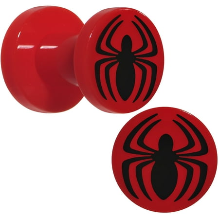 - Officially Licensed Marvel Comics Red Acrylic Spiderman Logo Screw Fit Plug Set 4 Gauge