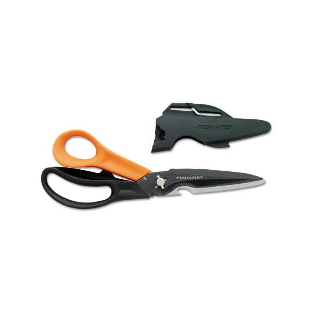 CutsMore Scissors 9" Long, 3.5" Cut Length, Black/Orange Offset Handle