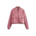 thumbnail image 1 of xiaxaixu Women Baseball Jacket, Long Sleeve Button Closure Solid Varsity Jacket with Pockets Fall Clothes, 1 of 4
