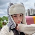 thumbnail image 6 of SikaFu New Cute Ears Women Winter Hat Ladies Thick Warm Russian Hat Female Fleece Snow Ski Trapper Earflap Cap Women Bomber Hat, 6 of 6