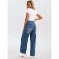 thumbnail image 4 of DARING DIVA Women's Button Fly Stretchy Straight Loose Denim Wide Leg Pants S Blue, 4 of 7