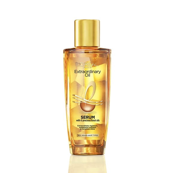 L'Oreal Paris Serum, Protection and Shine, For Dry, Flyaway & Frizzy Hair, With 6 Rare Flower Oils, Extraordinary Oil, 30ml