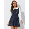 thumbnail image 3 of DARING DIVA Plaid Peter Pan Collar Mini A-Line Dress L Dark Blue, 3 of 6