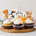 thumbnail image 2 of 24 Pieces Halloween 1st Birthday Cupcake Toppers, Orange Black The Spooky One Cupcake Picks, Pumpkin Ghost Witch Hat Bday Baby Shower Party Decoration Supplies, 2 of 6