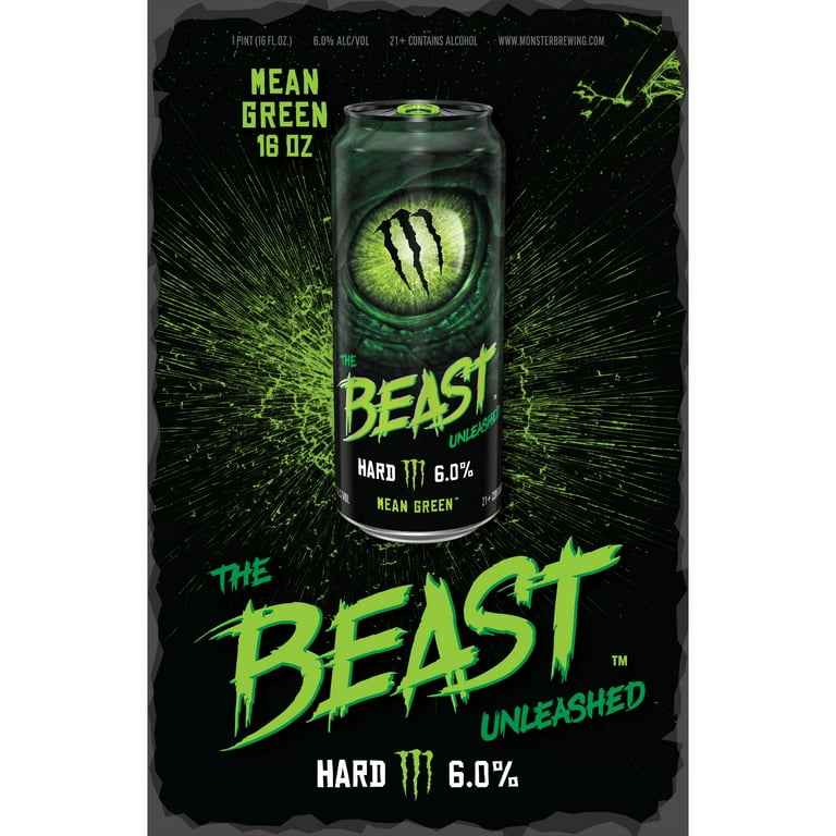 The Beast Unleashed Mean Green Flavored Malt Beverage, 16 fl oz