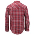 thumbnail image 2 of Men’s Western Pearl Snap Button Down Casual Long Sleeve Plaid Cowboy Shirt (#8 Red/White, L), 2 of 3
