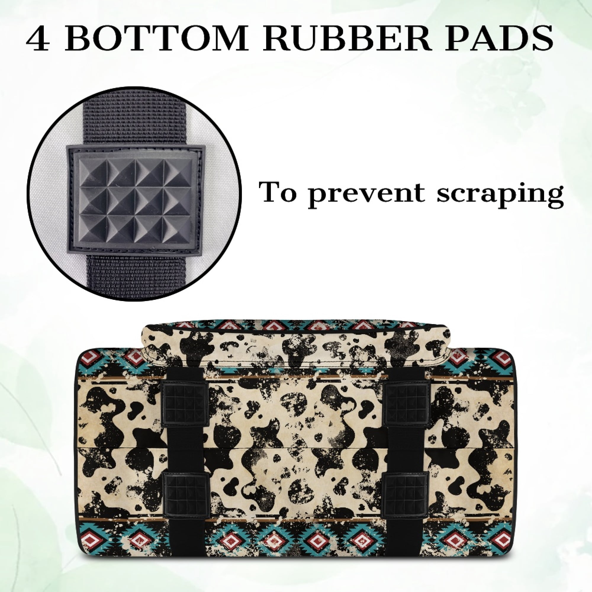 ZIATUBLE Aztec Southwest Carry Tote Bag Cow Print Sewing Machine Organizer with Storage Pocket Traveling Bag with Zipper Lightweight Sewing Machine Needle Storage Case Home Decor