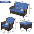 thumbnail image 2 of Costway  5PCS Patio Rattan Furniture Set Loveseat Sofa Ottoman Navy Cushion, 2 of 10