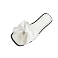 thumbnail image 2 of PiGOGI Women's Oversized Bow Slide Sandals Flat Non-Slip Comfortable Patent Leather Summer Slippers White 5.5, 2 of 9