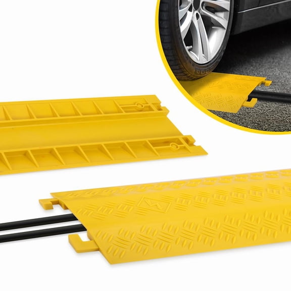 Pyle Extra Wide Cable Protective Cover Ramp, Heavy-Duty Cord & Wire Concealment Track for Safety & Organization