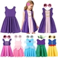 thumbnail image 2 of Vestido de verano para niña, ropa informal de sirena, color rosa, Rapunzel, estilo coreano, 2-10T, 2 of 5