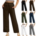 thumbnail image 2 of Womens Wide Leg Pants Solid Color Pockets Leggings Fitness and Casual Leggings Cropped Pants Size S-2XL, 2 of 8